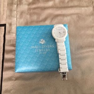 White ceramic with Swarovski stones watch